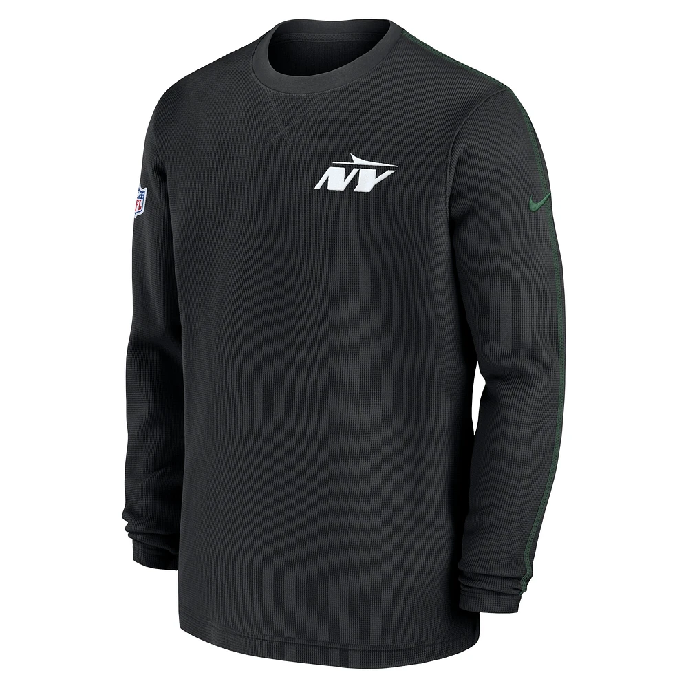 Men's Nike Black New York Jets 2024 Sideline Coaches Long Sleeve Top