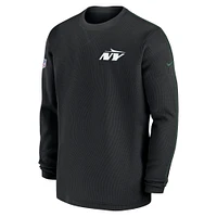 Men's Nike Black New York Jets 2024 Sideline Coaches Long Sleeve Top