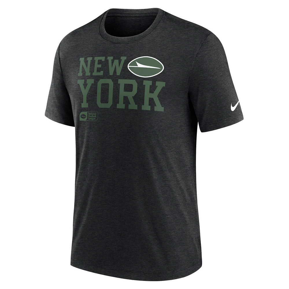 Men's Nike Black New York Jets Overlap Lockup Tri-Blend T-Shirt