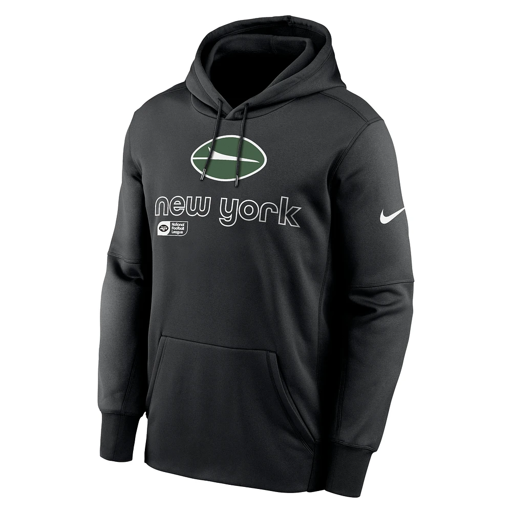 Sweat à capuche Nike New York Jets Performance pour homme, noir