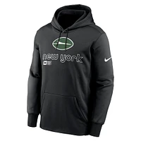Sweat à capuche Nike New York Jets Performance pour homme, noir