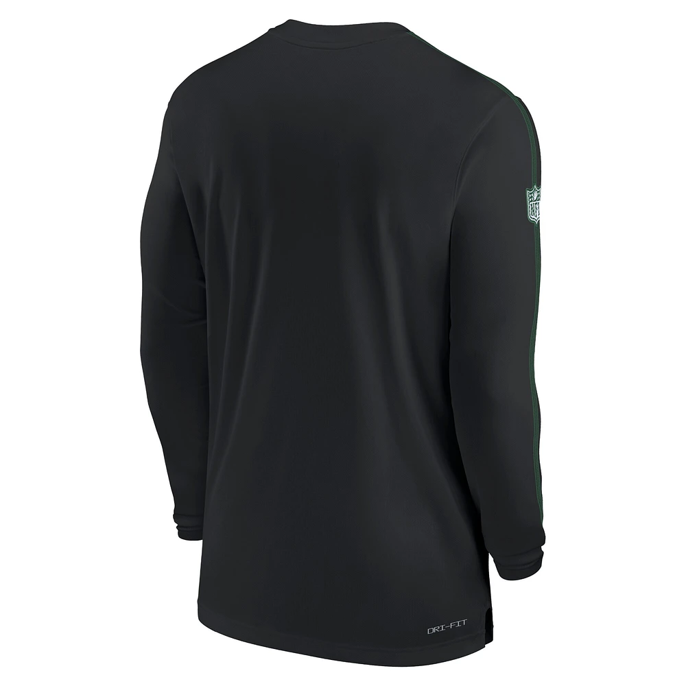 Men's Nike Black New York Jets Sideline Coach UV Performance Long Sleeve T-Shirt