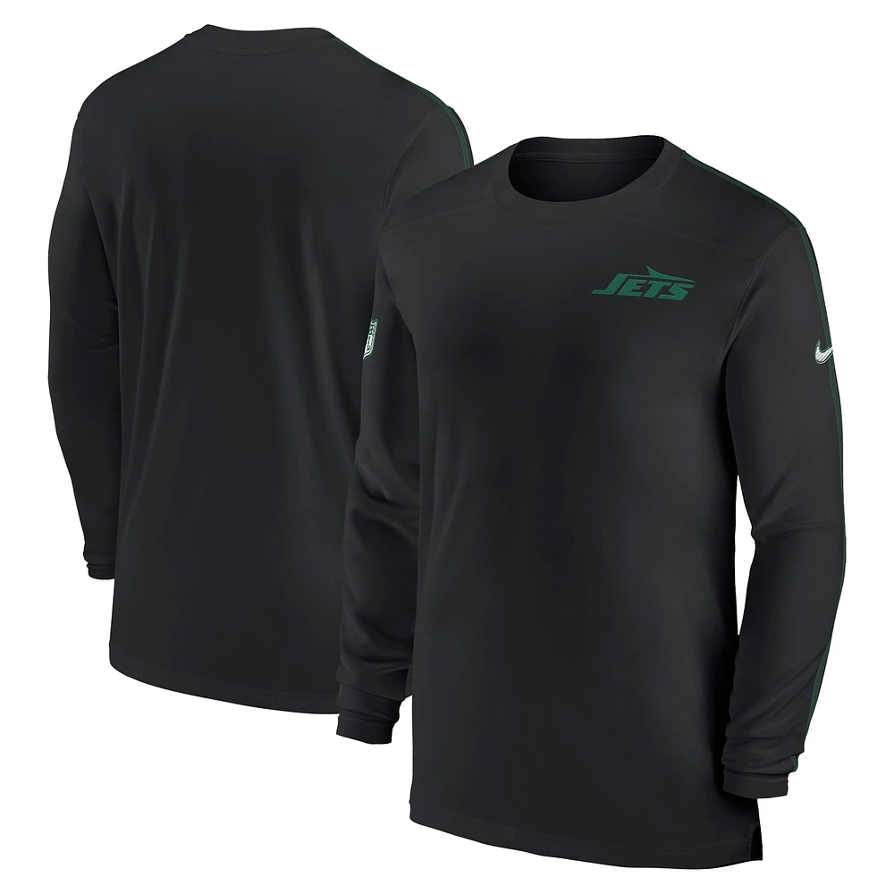 Men's Nike Black New York Jets Sideline Coach UV Performance Long Sleeve T-Shirt