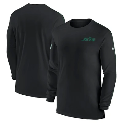Men's Nike Black New York Jets Sideline Coach UV Performance Long Sleeve T-Shirt