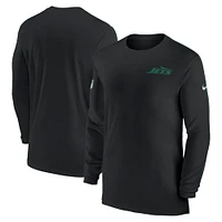 Men's Nike Black New York Jets Sideline Coach UV Performance Long Sleeve T-Shirt