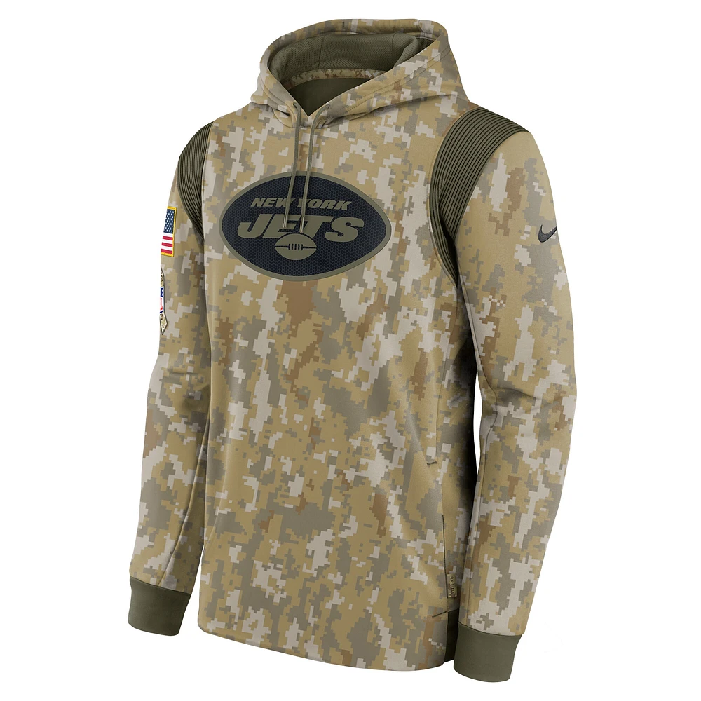 Men's Nike Camo New York Jets Salute To Service Therma Performance Pullover Hoodie