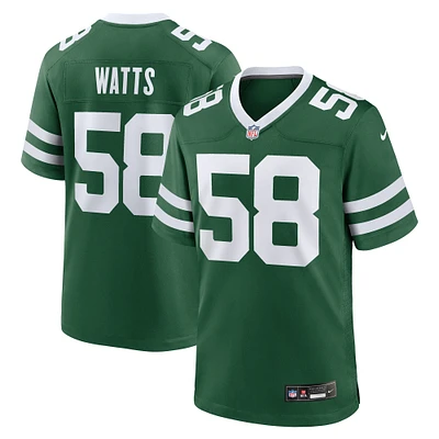 Maillot de match Nike Eric Watts Legacy Green New York Jets pour homme