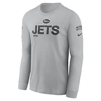 Men's Nike Gray New York Jets 2024 Salute To Service Long Sleeve T-Shirt