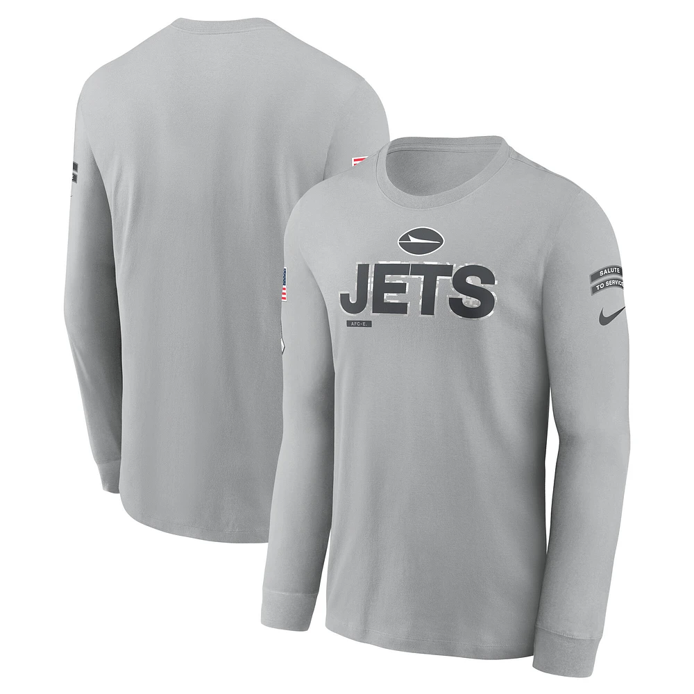 Men's Nike Gray New York Jets 2024 Salute To Service Long Sleeve T-Shirt