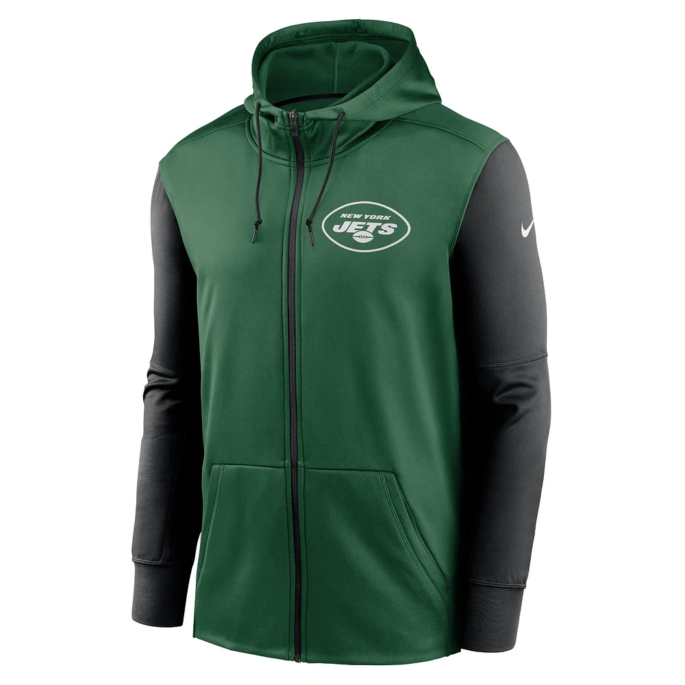 Men's Nike  Green New York Jets Performance Full-Zip Hoodie