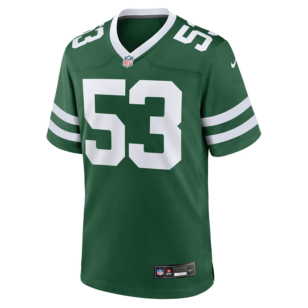 Men's Nike Zaire Barnes Legacy Green New York Jets Team Game Jersey