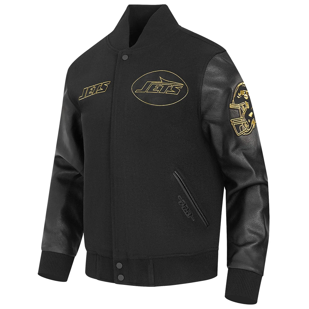 Men's Pro Standard Black New York Jets Full-Zip Varsity Jacket
