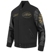 Men's Pro Standard Black New York Jets Full-Zip Varsity Jacket