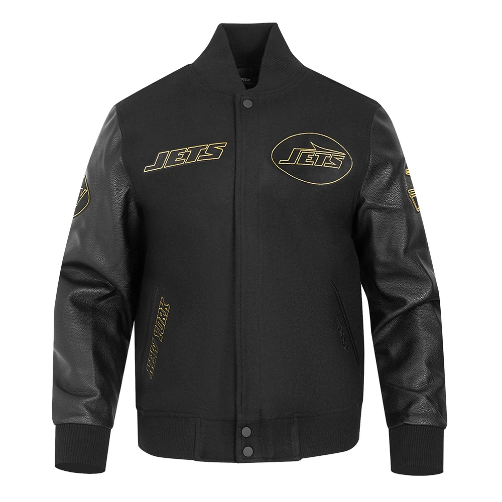 Men's Pro Standard Black New York Jets Full-Zip Varsity Jacket