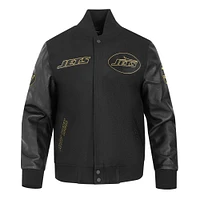 Men's Pro Standard Black New York Jets Full-Zip Varsity Jacket