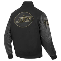 Men's Pro Standard Black New York Jets Full-Zip Varsity Jacket