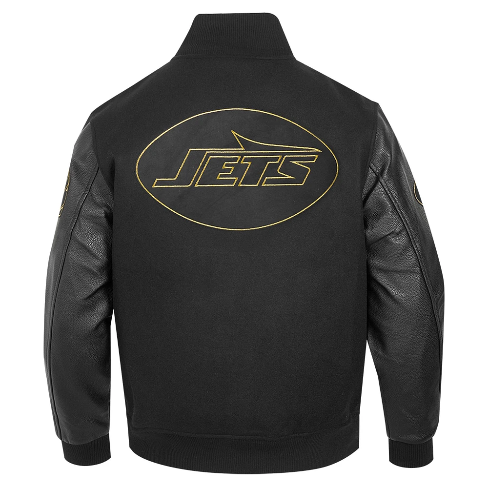 Men's Pro Standard Black New York Jets Full-Zip Varsity Jacket