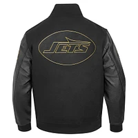 Men's Pro Standard Black New York Jets Full-Zip Varsity Jacket