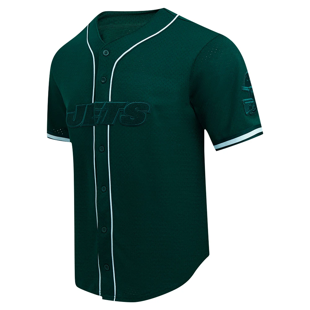 Men's Pro Standard Green New York Jets Triple Tonal Mesh Button-Up Shirt