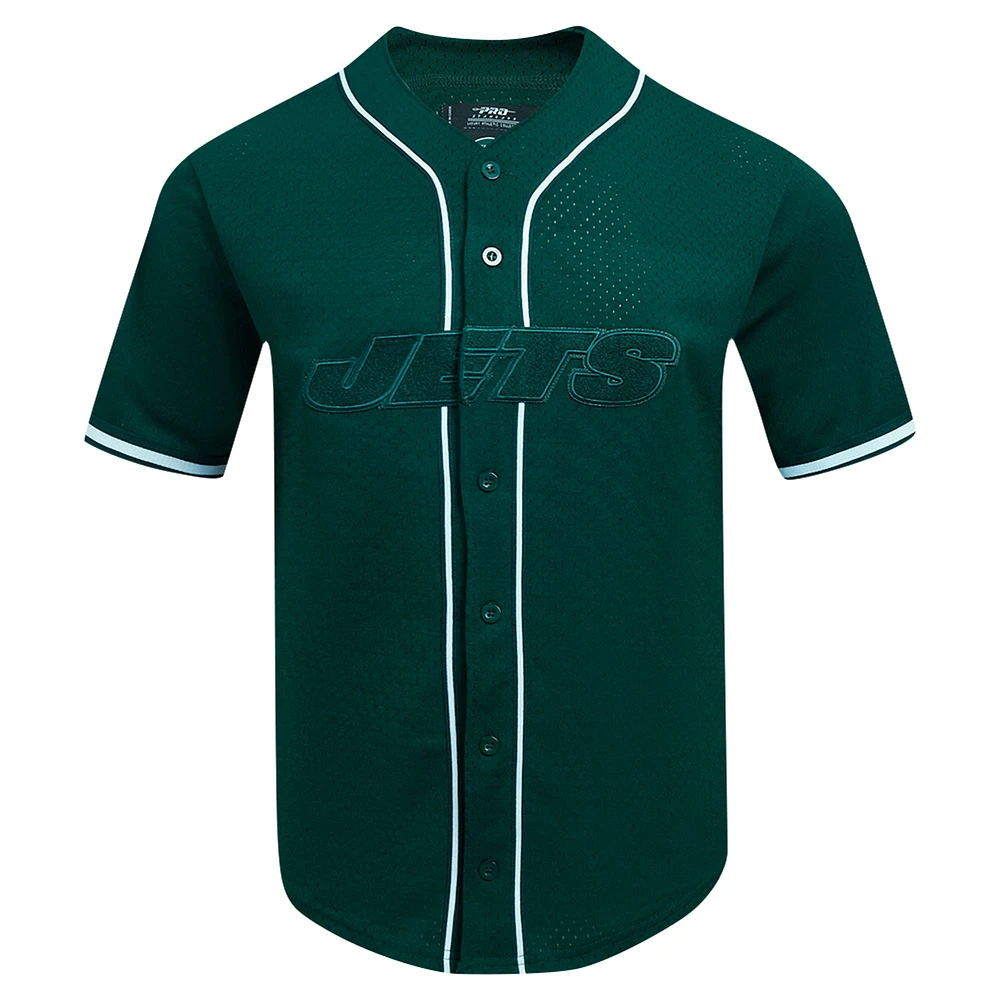 Men's Pro Standard Green New York Jets Triple Tonal Mesh Button-Up Shirt