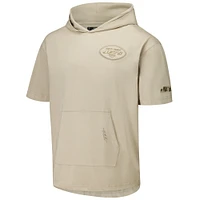 Men's Pro Standard Tan New York Jets Neutrals Capsule Short Sleeve Pullover Hoodie