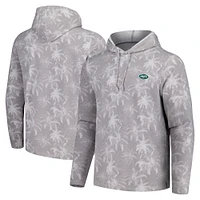 Men's Tommy Bahama Gray New York Jets Palm Frenzy Hoodie Long Sleeve T-Shirt