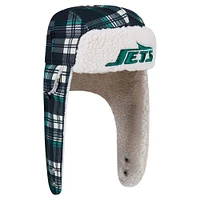 New Era Black York Jets Sideline Plaid Sherpa Trapper Hat