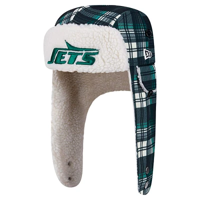 Casquette trappeur en sherpa à carreaux noirs New York Jets de Era