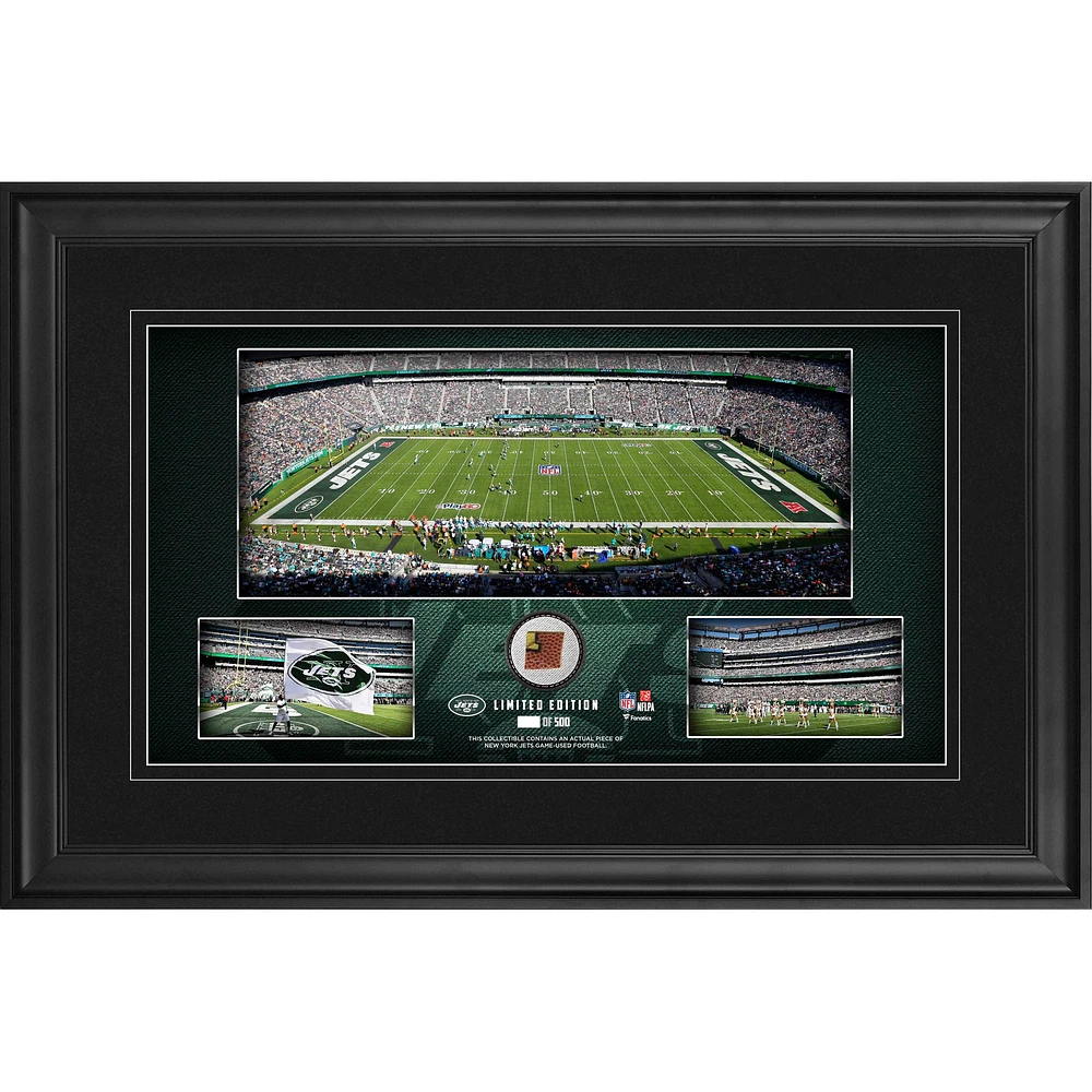 New York Jets Framed 10" x 18" Stadium Panoramic Collage with Game-Used Football - Limited Edition of 500