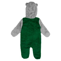 Newborn & Infant Green New York Jets Game Nap Teddy Fleece Bunting Full-Zip Sleeper