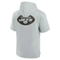 Unisex Fanatics Gray New York Jets Elements Super Soft Fleece Short Sleeve Pullover Hoodie