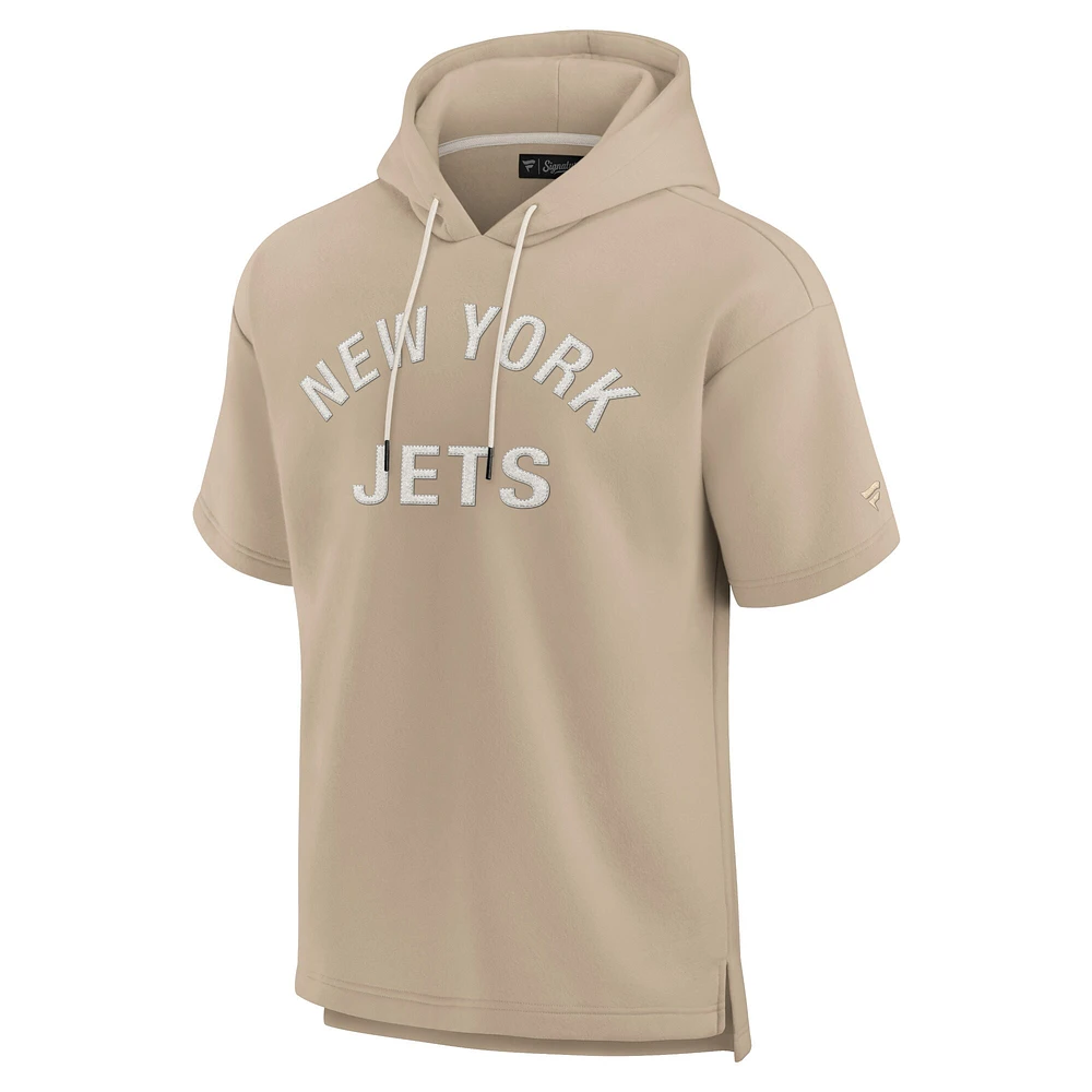 Unisex Fanatics Khaki New York Jets Elements Super Soft Fleece Short Sleeve Pullover Hoodie