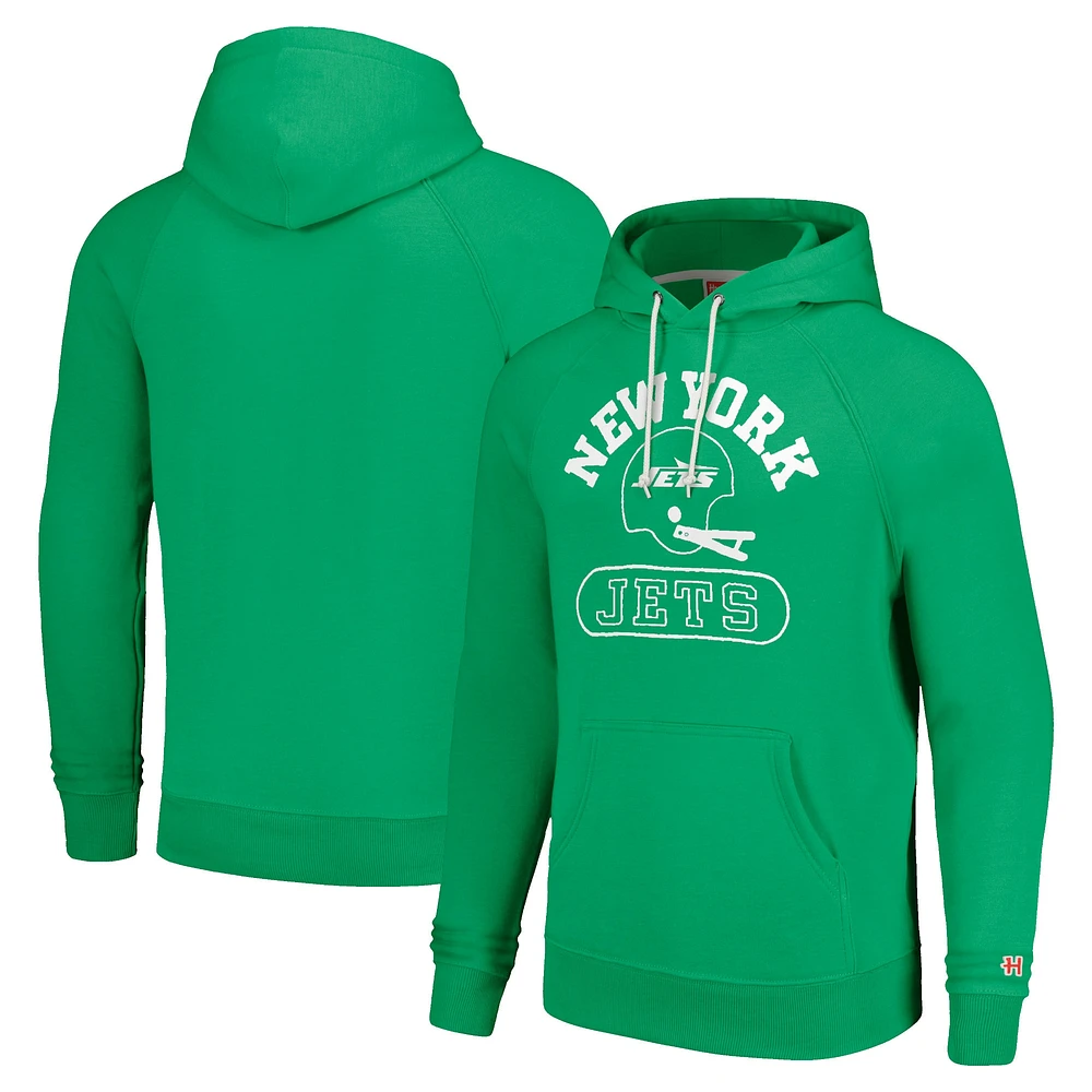 Unisex Homage  Green New York Jets Helmet Tri-Blend Pullover Hoodie