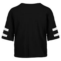 Women's '47 Black New York Jets  Double Header Scout Cropped V-Neck T-Shirt