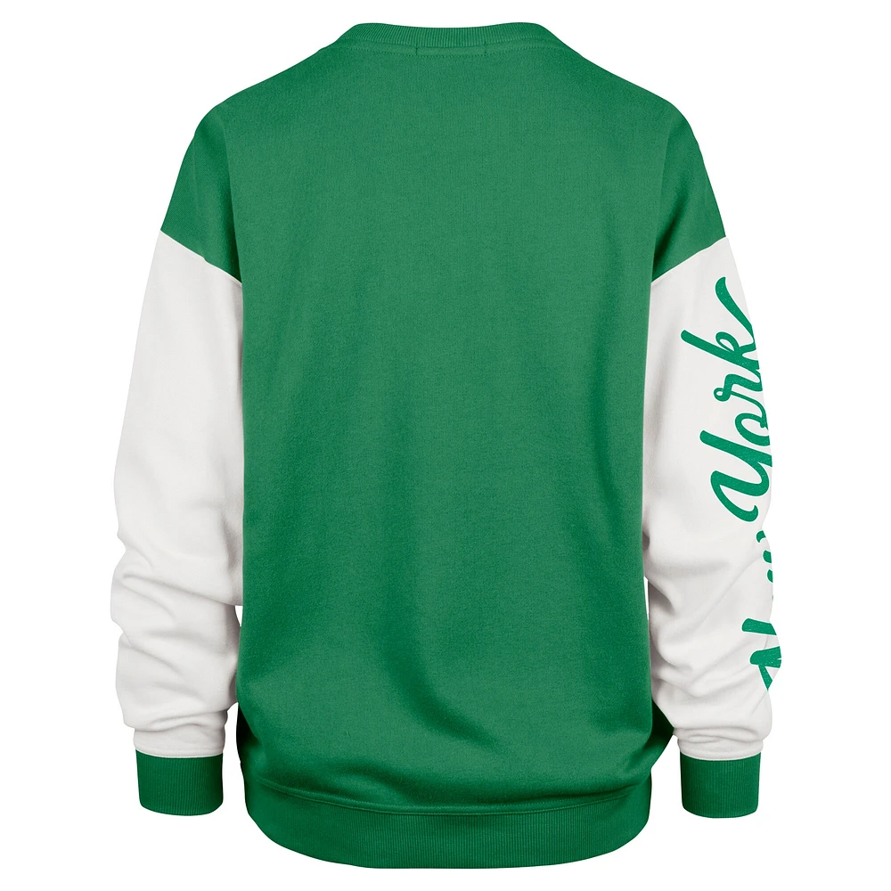 Women's '47  Green New York Jets Double Header Rise Andie Pullover Sweatshirt