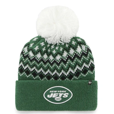 Bonnet en tricot à revers Elsa '47 vert New York Jets pour femmes avec pompon