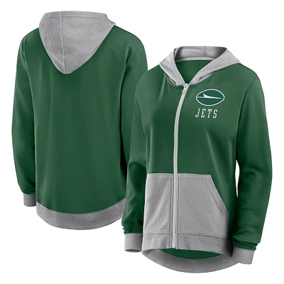 Sweat à capuche entièrement zippé vert New York Jets Hit It de Fanatics pour femmes