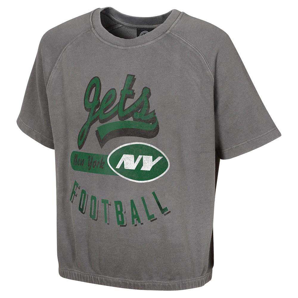 Haut à manches courtes délavé minéral gris New York Jets pour femme