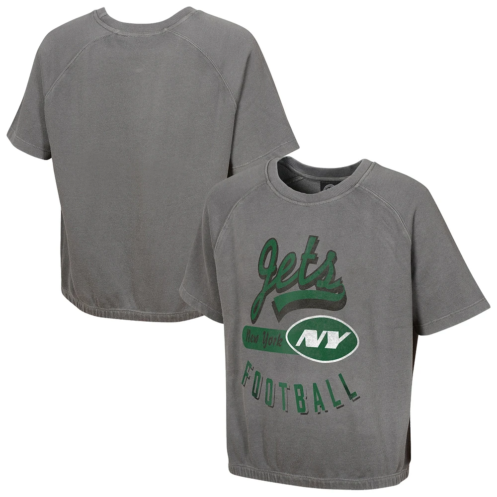 Haut à manches courtes délavé minéral gris New York Jets pour femme