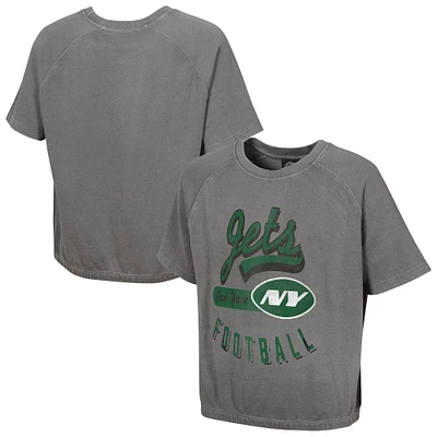 Haut à manches courtes délavé minéral gris New York Jets pour femme