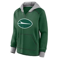 Women's Green New York Jets Boom Fleece Pullover V-Neck Hoodie