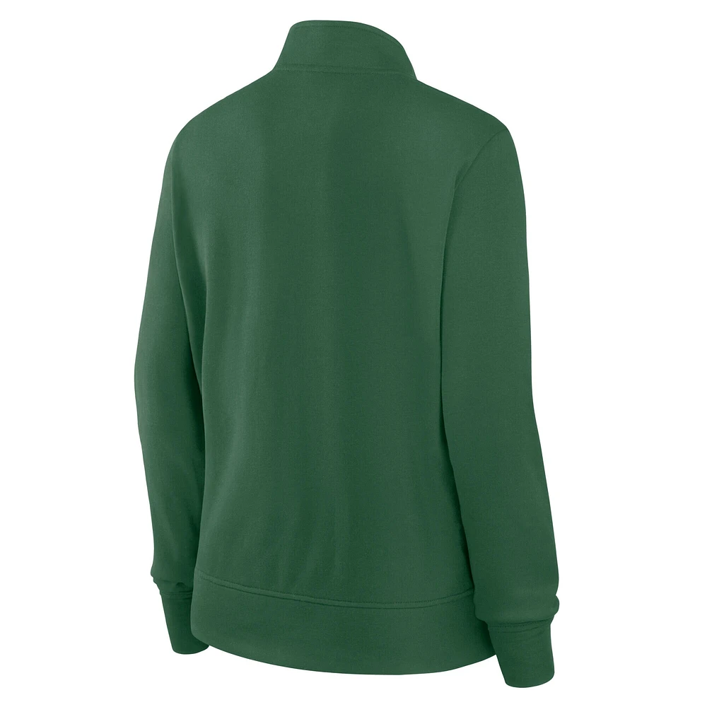 Women's Green New York Jets Velocity Quarter-Zip Jacket