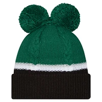 Women's New Era  Green New York Jets Double Bubble Cuffed Knit Hat with Poms