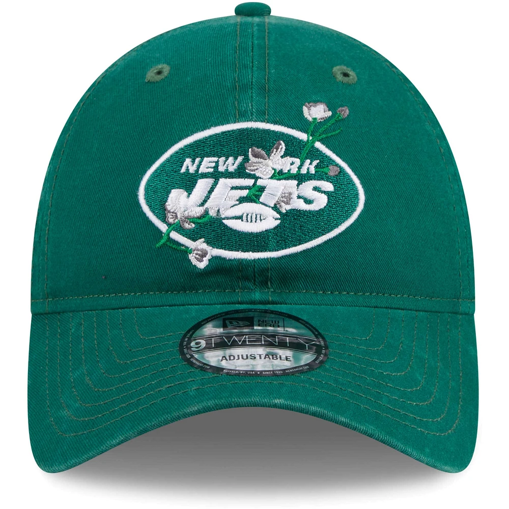 Women's New Era Green New York Jets Game Day Flower 9TWENTY Adjustable Hat