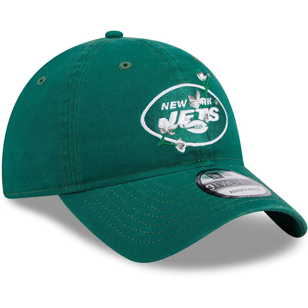 Women's New Era Green New York Jets Game Day Flower 9TWENTY Adjustable Hat
