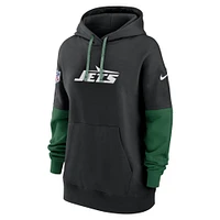 Women's Nike Black New York Jets 2024 Sideline Essential Fleece Pullover Hoodie