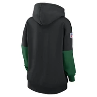 Women's Nike Black New York Jets 2024 Sideline Essential Fleece Pullover Hoodie