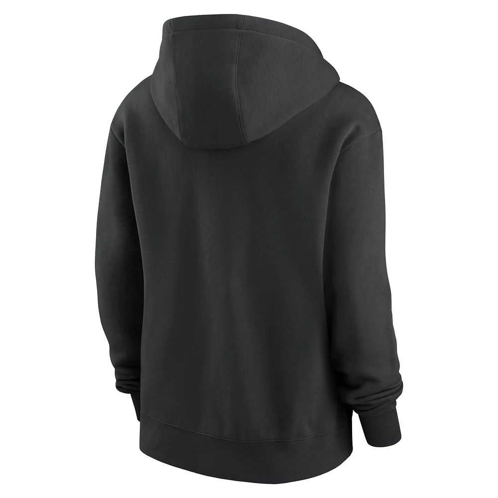 Women's Nike Black New York Jets Wordmark Club Fleece Pullover Hoodie