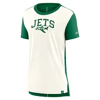 Women's Nike Cream/Kelly Green New York Jets Wordmark Tri-Blend T-Shirt