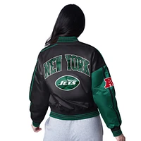 Women's Starter Black/Green New York Jets Cropped Full-Snap Jacket